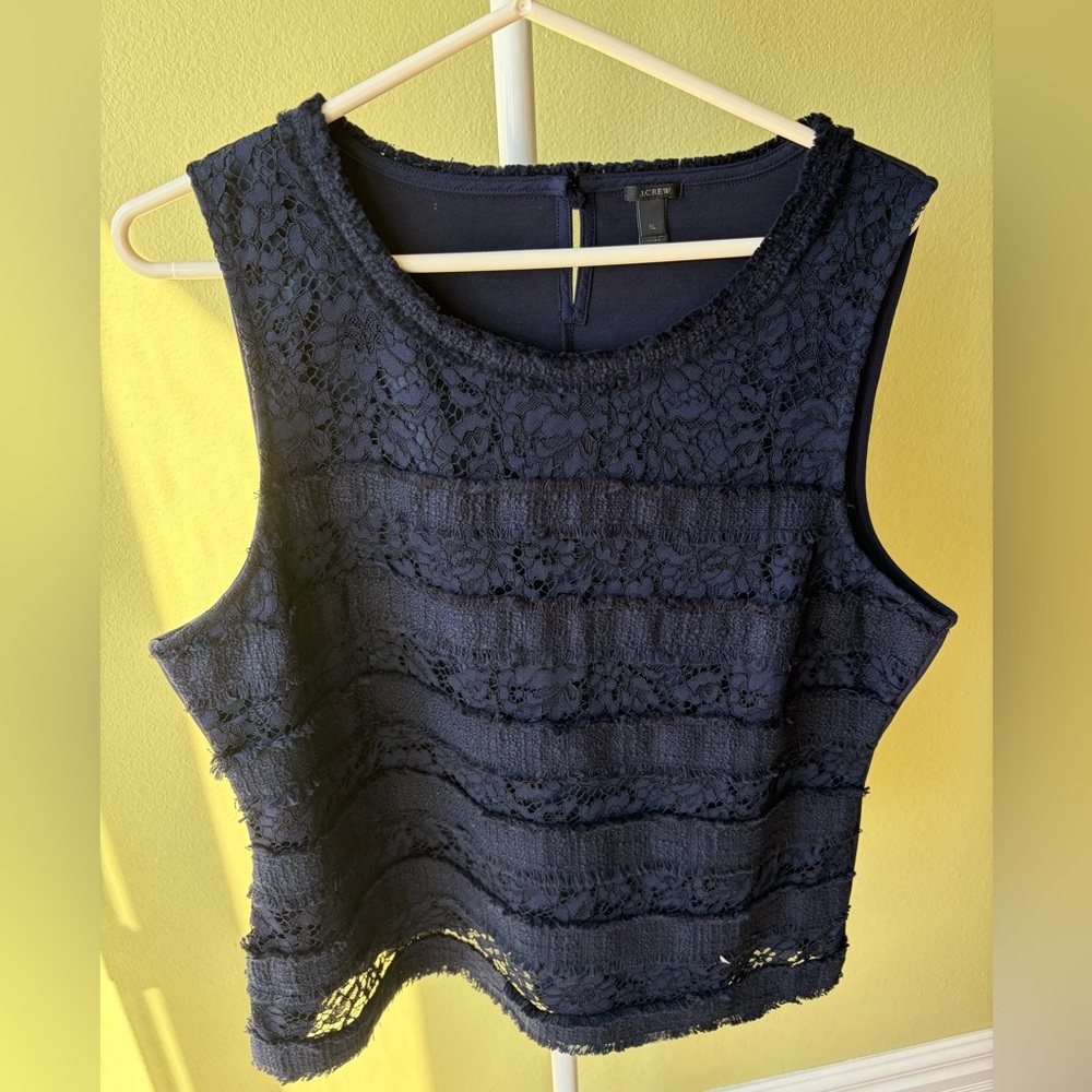 J. Crew Women's Dark Blue Lace Blouse